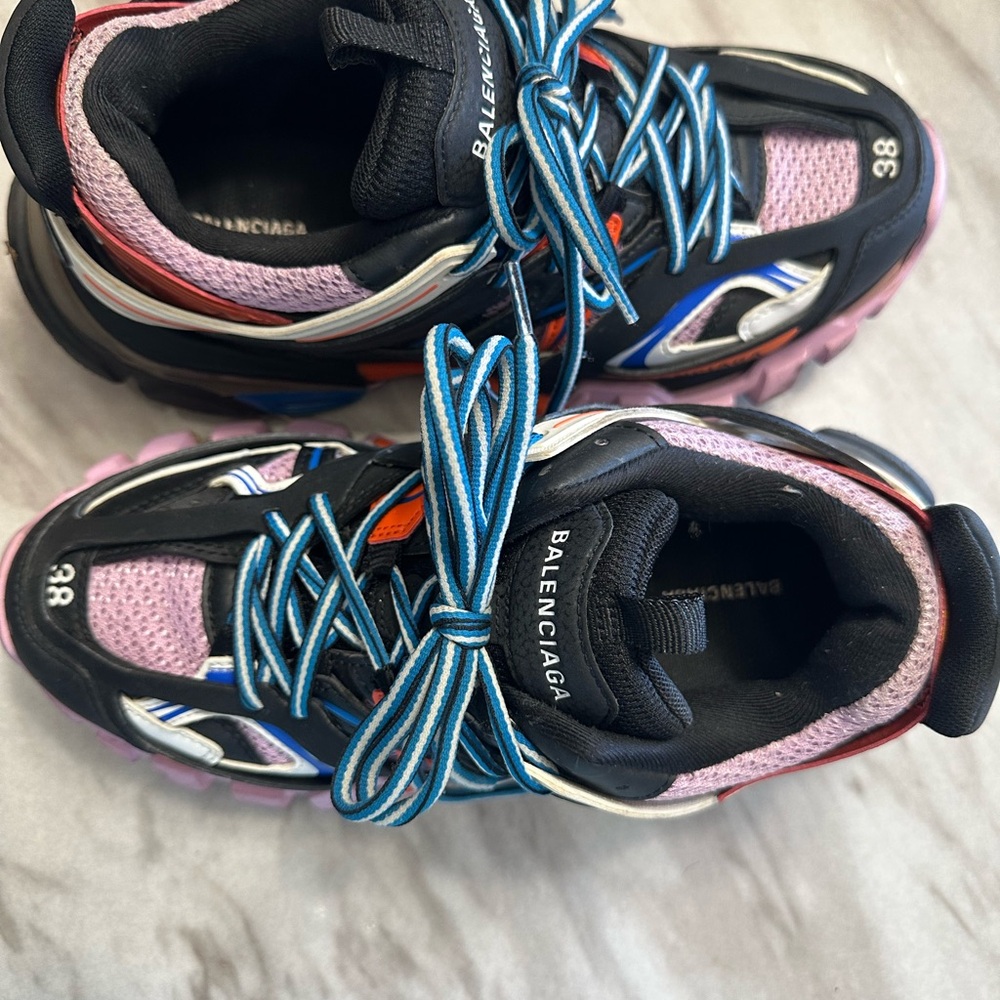 Balenciaga Black and Pink Sneakers with Chunky Silhouette